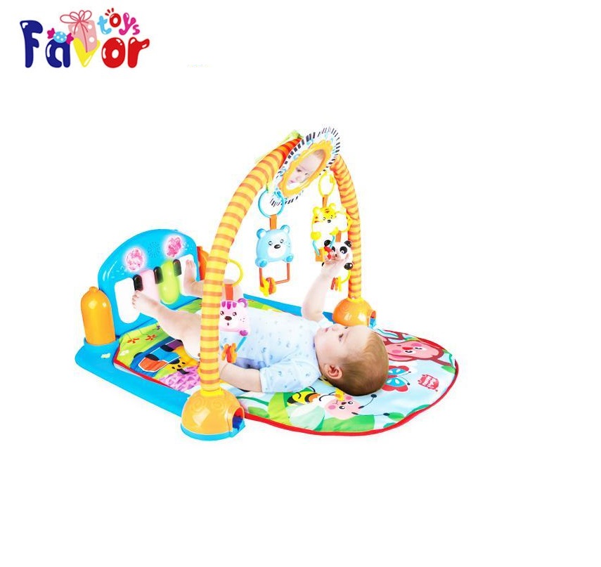 Multifunctional safety non-toxic foldable baby play gym mat with music